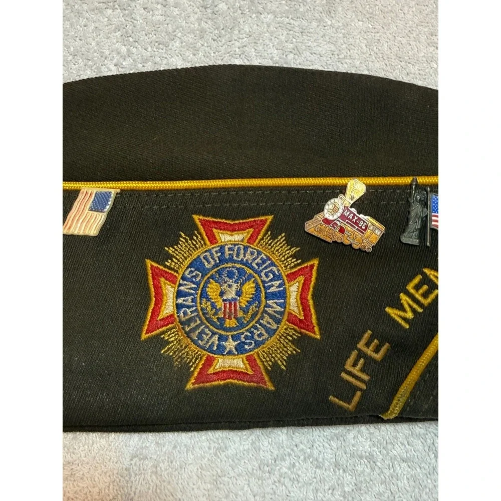 Vintage VFW Garrison Cap Post 3651 Midland Michigan Life Member Hat Pins 7 1/8